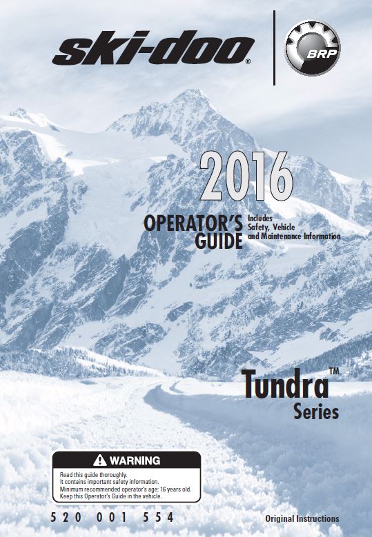 Livre Ski-doo 2016 Operator's guide